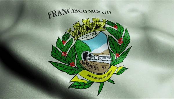 Κυματίζοντας Σημαία Της Πόλης Της Βραζιλίας Francisco Morato Κλείσιμο Προβολή — Φωτογραφία Αρχείου