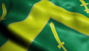 3d Dalgalanan Brezilya Şehir Bayrağı Campina Grande Kapanış Manzarası