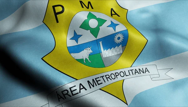 Waving Brazilia City Flag Ananindeua Closeup View — Fotografie, imagine de stoc