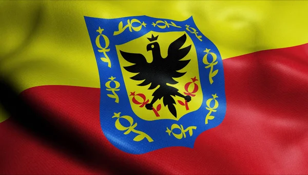 3d zwaaien Colombia City Flag van Bogota Closeup View — Stockfoto