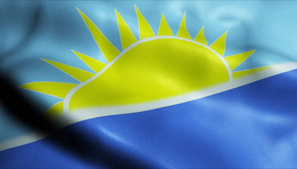 3D Waving Colombia City Flag of Riohacha Closeup View — Stock Photo, Image