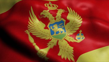 3d Dalgalı Kolombiya Şehri Karadağ Bayrağı Yakından Görünümü