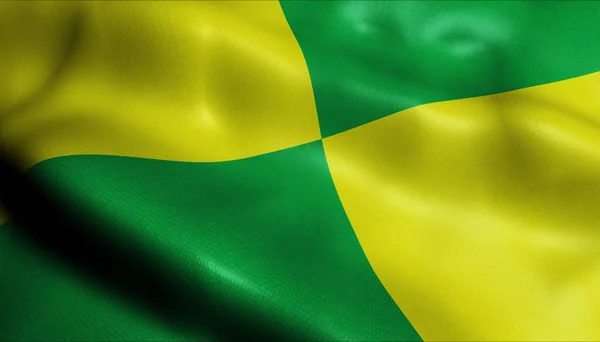 3D mávání Kolumbie City Flag of Villahermosa Closeup View — Stock fotografie