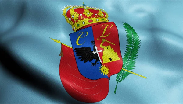 3d挥动哥伦比亚市Cajamarca Closeup视图旗帜 — 图库照片
