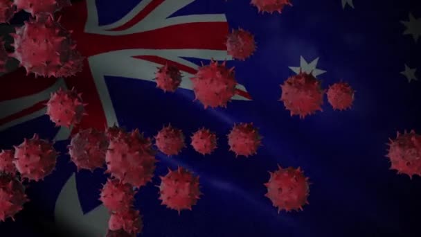 Éclosion Virus Couronne Avec Australie Drapeau Coronavirus Concept — Video