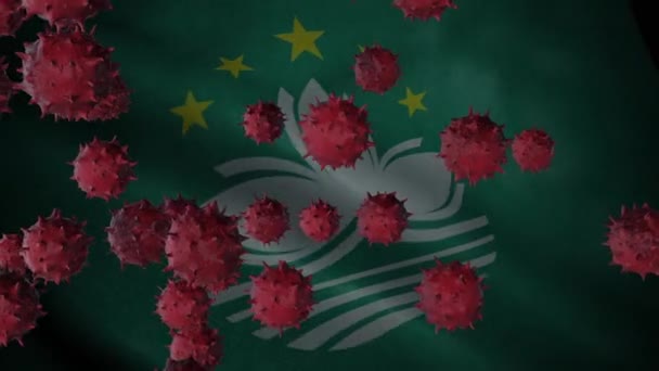 Éclosion Virus Couronne Avec Drapeau Macao Concept Coronavirus — Video