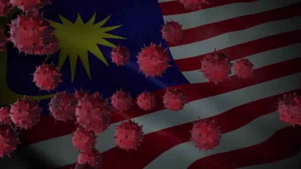 Corona Vírus Kitörése Malajzia Zászló Coronavirus Koncepció — Stock videók