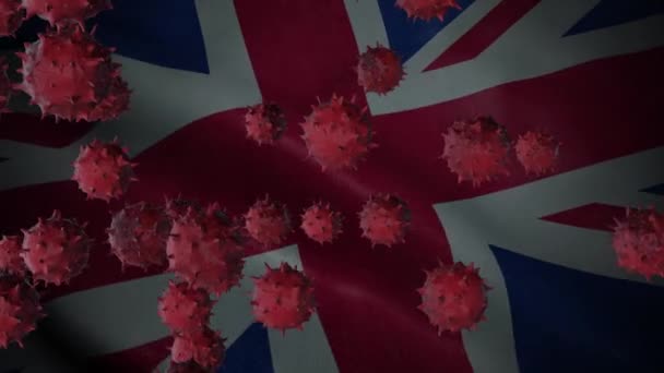 Corona Virus Uitbraak Met Verenigd Koninkrijk Van Amerika Vlag Coronavirus — Stockvideo