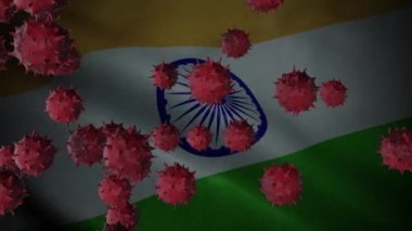 Hindistan Bayrağı Coronavirüs Konsepti ile Corona Virüs Salgını