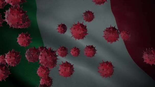 Corona Virus Utbrott Med Italien Flagga Coronavirus Koncept — Stockvideo