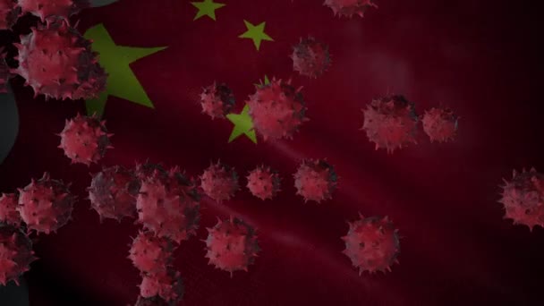 Corona Virus Uitbraak Met China Vlag Coronavirus Concept — Stockvideo