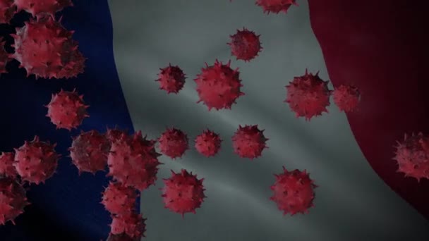 Corona Virus Outbreak France Flag Coronavirus Concept — стокове відео