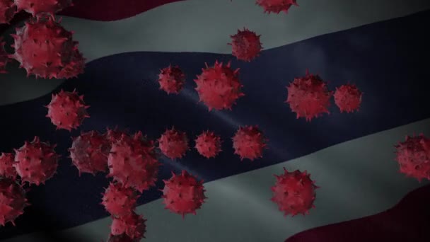 Corona Virus Outbreak Την Ταϊλάνδη Flag Coronavirus Concept — Αρχείο Βίντεο