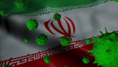 İran Bayrağıyla Corona Virüsü Salgını - Coronavirüs Kavramı