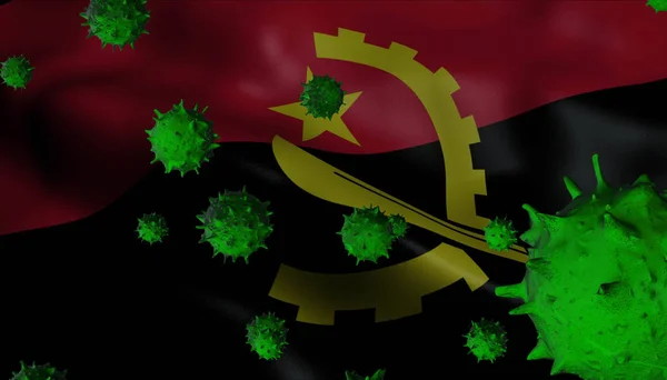 Brote de Virus Corona con Bandera de Angola - Concepto de Coronavirus —  Fotos de Stock