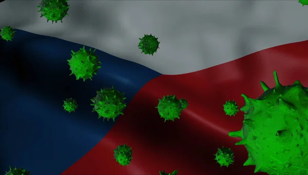 Corona Virüs Salgını Çek Cumhuriyeti Bayrağı - Coronavirüs Kongresi — Stok fotoğraf