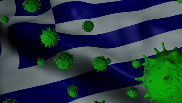 Corona Virus utbrott med Grekland flagga - Coronavirus Concept — Stockfoto