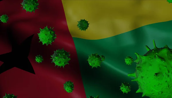 Corona vírus kitörése a Bissau-guineai zászló - Coronavirus Conc — Stock Fotó