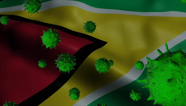 Κορόνα ξέσπασμα του ιού με τη σημαία της Γουιάνας - Coronavirus Concept — Φωτογραφία Αρχείου