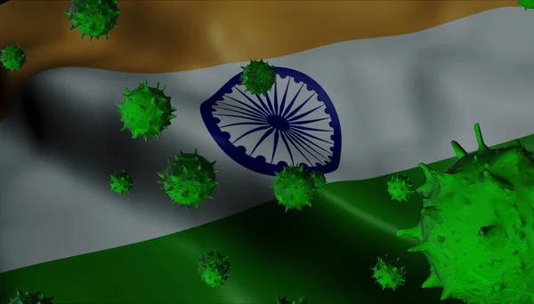 Corona vírus járvány India zászló - Coronavirus koncepció — Stock Fotó