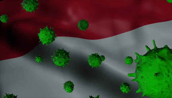 Corona Virus Outbreak with Indonesia Flag - Coronavirus Concept — Φωτογραφία Αρχείου