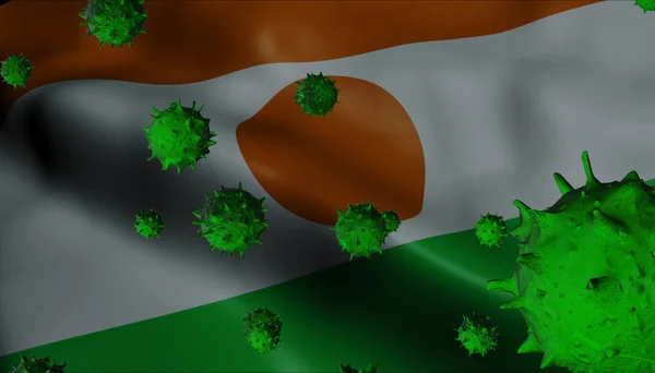 Corona vírus járvány Niger zászló - Coronavirus koncepció zászló — Stock Fotó