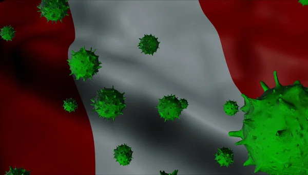 Corona Virus Outbreak with Peru Flag - Coronavirus Concept Flag — Stock Photo, Image