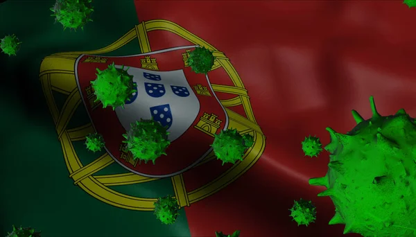 Corona vírus kitörése Portugália zászlóval - Coronavirus koncepció F — Stock Fotó