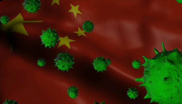 Éclosion de virus de la couronne avec drapeau de la République de Chine - Coronavirus — Photo