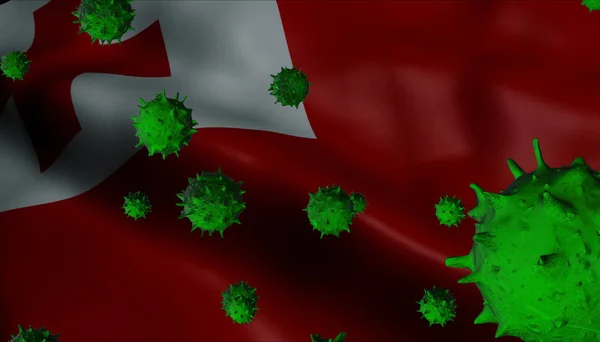 Coronavirus-Ausbruch mit tonga flag - coronavirus concept flag — Stockfoto