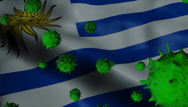 Coronavirus-Ausbruch mit Uruguay-Flagge - Coronavirus-Konzept fl — Stockfoto