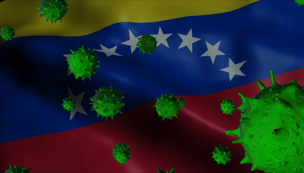 Éclosion de virus de la couronne avec drapeau du Venezuela - concept de coronavirus — Photo