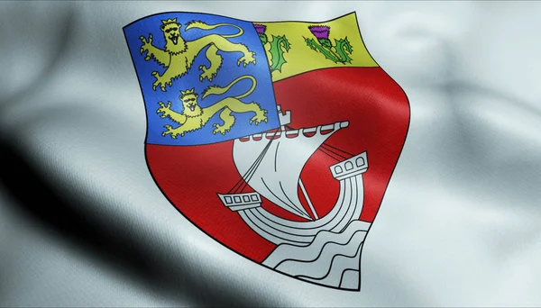 Escudo de Francia ondeado 3D Bandera de Asnieres —  Fotos de Stock