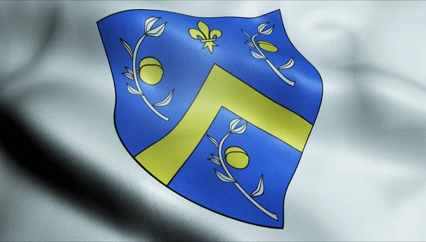 Escudo de Francia ondeado 3D Bandera de Montreuil — Foto de Stock