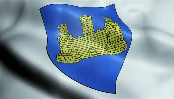 Escudo de Francia ondeado 3D Bandera de Thionville — Foto de Stock