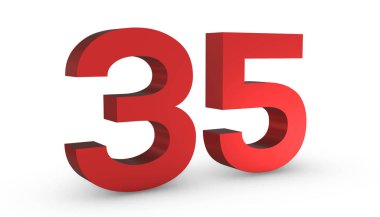 35 Numara 35 Kırmızı İşaret 3d Beyaz Ba 'da İzole Edildi
