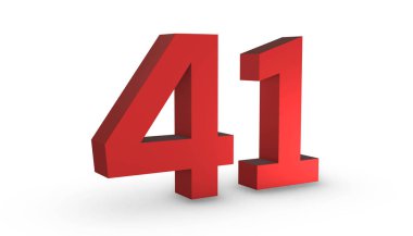 41 Numara Kırk Bir Kırmızı İşaret 3d Beyaz Sırtta İzole Edildi