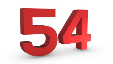 54 Numara 54 Kırmızı İşaret 3d Beyaz Torba 'da İzole Edildi