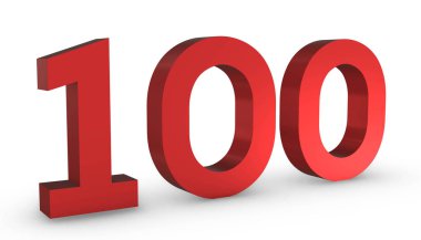 100 Numara Yüz Kırmızı İşaret 3D Beyaz B 'de İzole Edildi