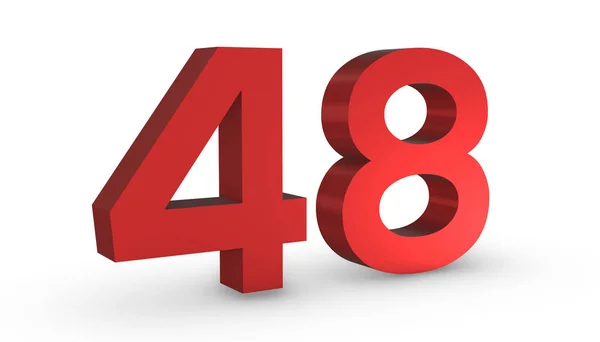 Nummer 48 Achtundvierzig Rotes Zeichen 3D-Darstellung isoliert auf weißem Ba — Stockfoto