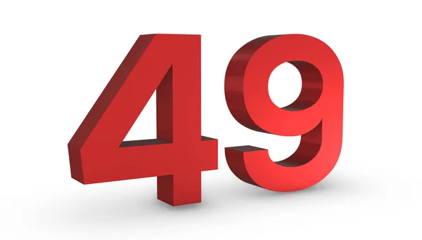 Numéro 49 Quarante-neuf rouge signe rendu 3D isolé sur blanc Bac — Photo