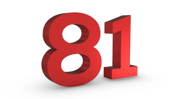 Νούμερο 81 Ογδόντα ένα κόκκινο σημάδι 3d Απομόνωση σε λευκό Μπα — Φωτογραφία Αρχείου