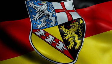 3d Saarland (Almanya ülkesi) bayrağının dalgalanması)