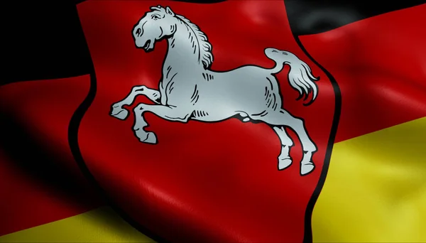 Illustration Waving State Flag Lower Saxony Germany Country — Stock Photo, Image