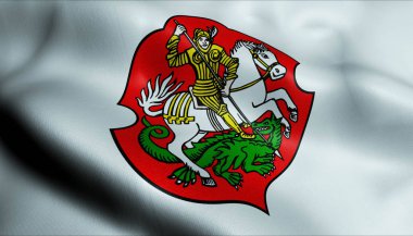 Bendorf 'un (Almanya ülkesinin) sallanan bir arma bayrağının 3d görüntüsü)