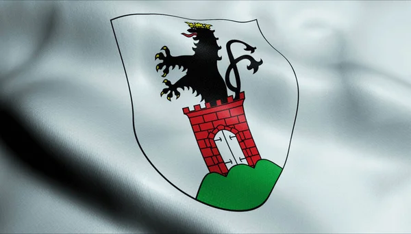 Illustration Einer Wehenden Wappenfahne Von Bergen Auf Rügen — Stockfoto