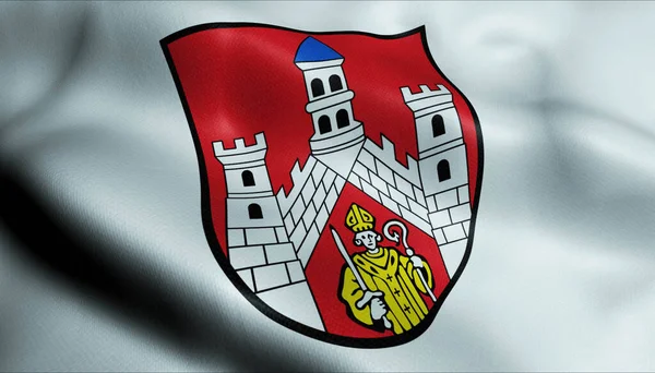 Illustration Waving Coat Arms Flag Bad Neustadt Der Saale Germany — Stock Photo, Image