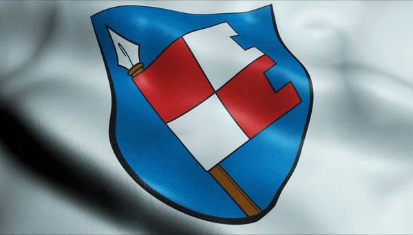 Ilustracja Machającego Herbu Flagi Bad Konigshofen Niemcy Kraj — Zdjęcie stockowe