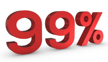 3d Parlak Kırmızı Numara 99% 99 Beyaz Arkaplanda İzole Edildi.
