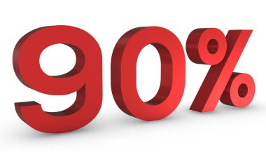 3d Parlak Kırmızı Numara% 90 Beyaz Arkaplanda İzole Edildi.